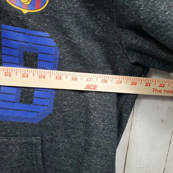 FCB Barcelona Sweatshirt Soccer Long Sleeve Hoodie Lined Mens Size M Medium Grey - Picture 6 of 11